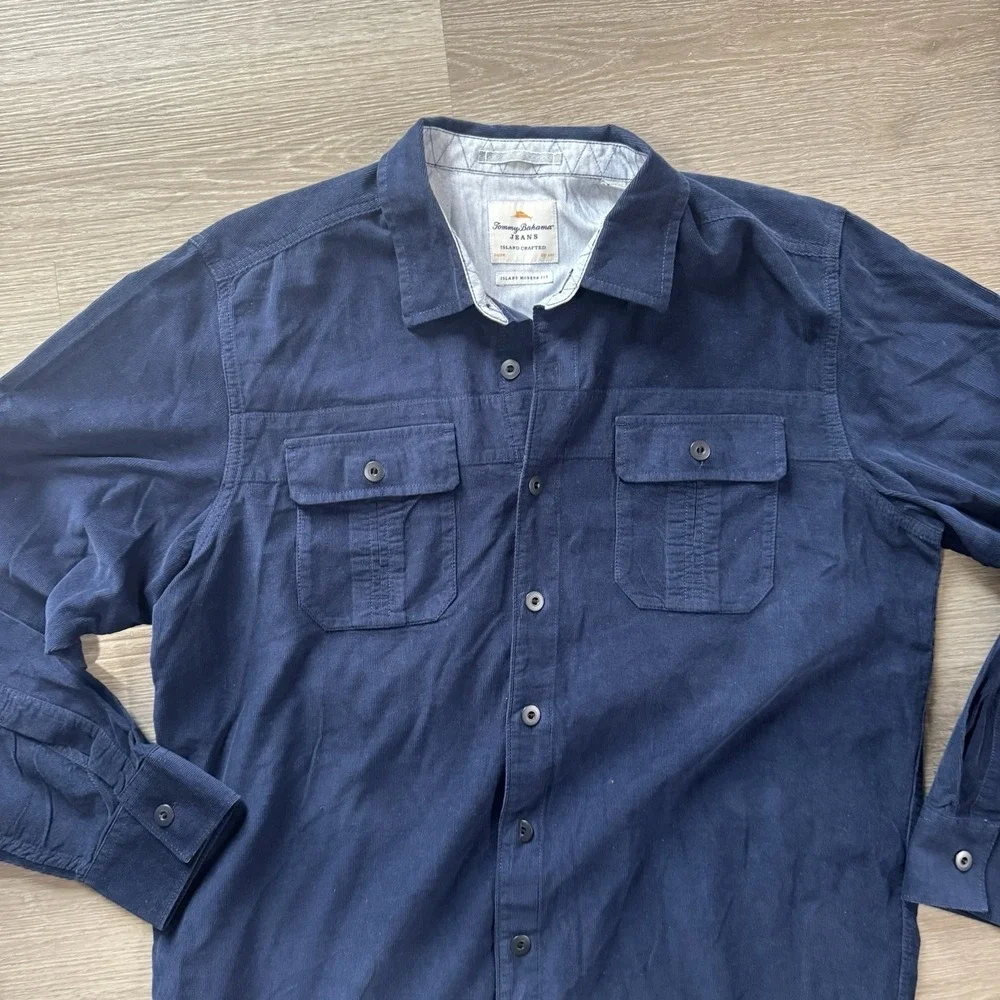 Tommy Bahama Blue Island Crafted Modern Fit L/S Button Up Corduroy Shirt Size L